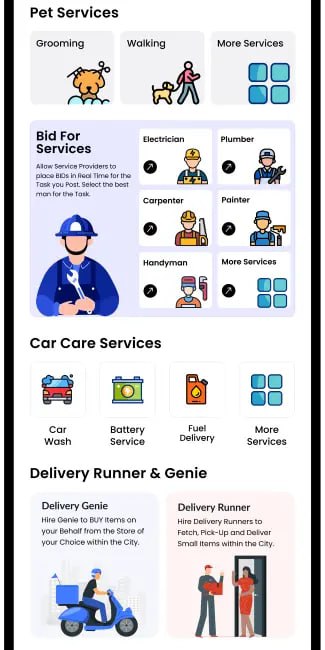 Ridey pet, bid services and delivery preview